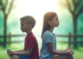 Çocuklar için mindfulness egzersizleri sırasında nefes odaklı bir uygulama.